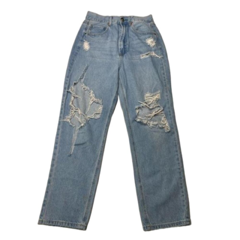 Wax Jean Collection Light Wash Ripped No Stretch Jeans Size Large #1245
